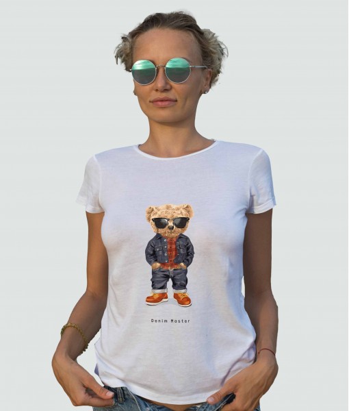 Дамска тениска с щампа Мечета Denim bear